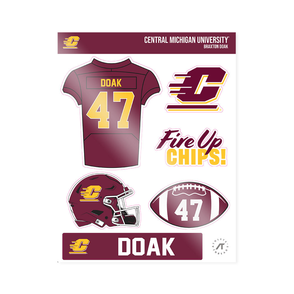 Central Michigan - NCAA Football : Braxton Doak - Sticker Sheet-0