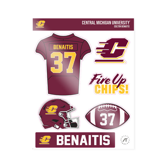 Central Michigan - NCAA Football : Colton Benaitis - Sticker Sheet-0