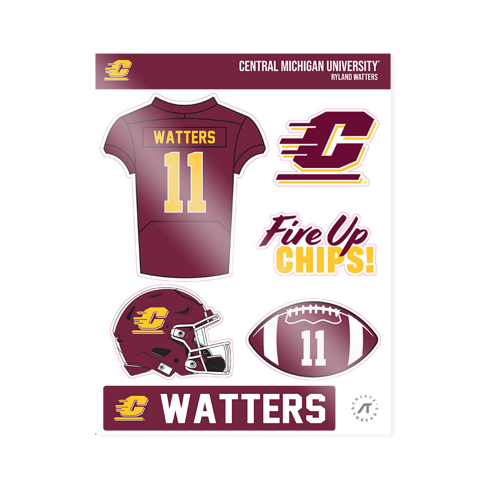 Central Michigan - NCAA Football : Ryland Watters - Sticker Sheet-0