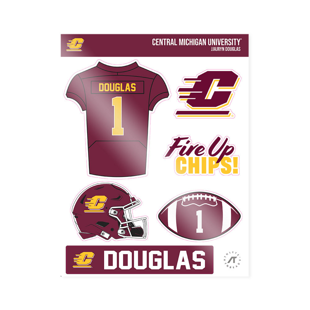 Central Michigan - NCAA Football : Jjajryn Douglas - Sticker Sheet-0