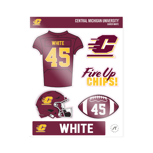 Central Michigan - NCAA Football : Xavier White - Sticker Sheet-0