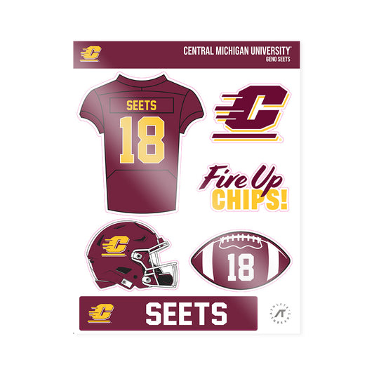 Central Michigan - NCAA Football : Geno Seets - Sticker Sheet-0