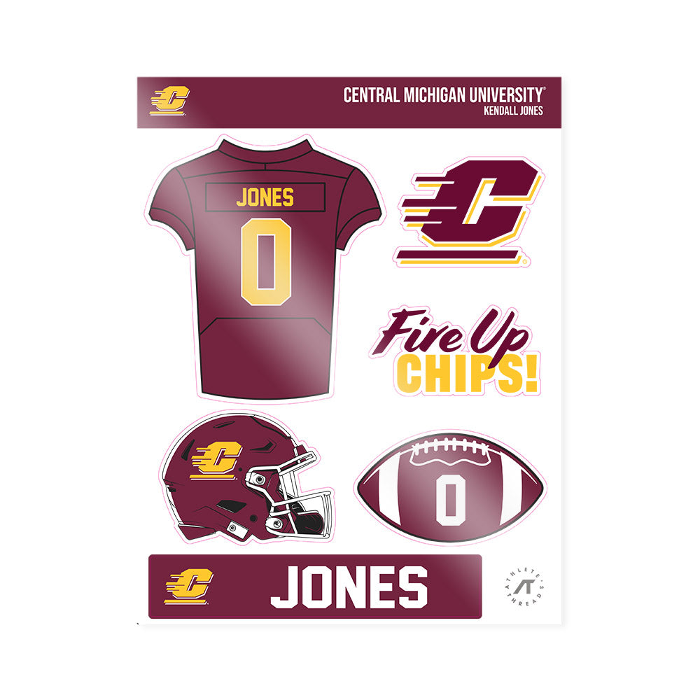 Central Michigan - NCAA Football : Kendall Jones - Sticker Sheet-0