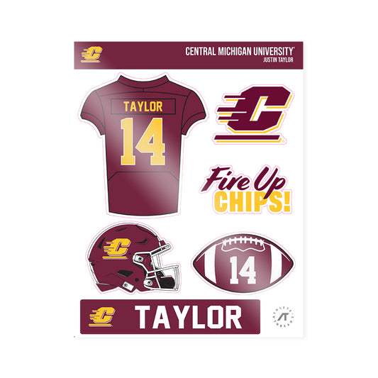 Central Michigan - NCAA Football : Justin Taylor - Sticker Sheet-0