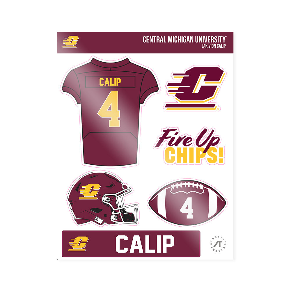 Central Michigan - NCAA Football : Jakivion Calip - Sticker Sheet-0