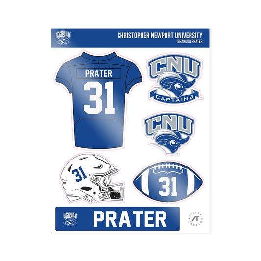 CNU - NCAA Football : Brandon Prater - Sticker Sheet-0