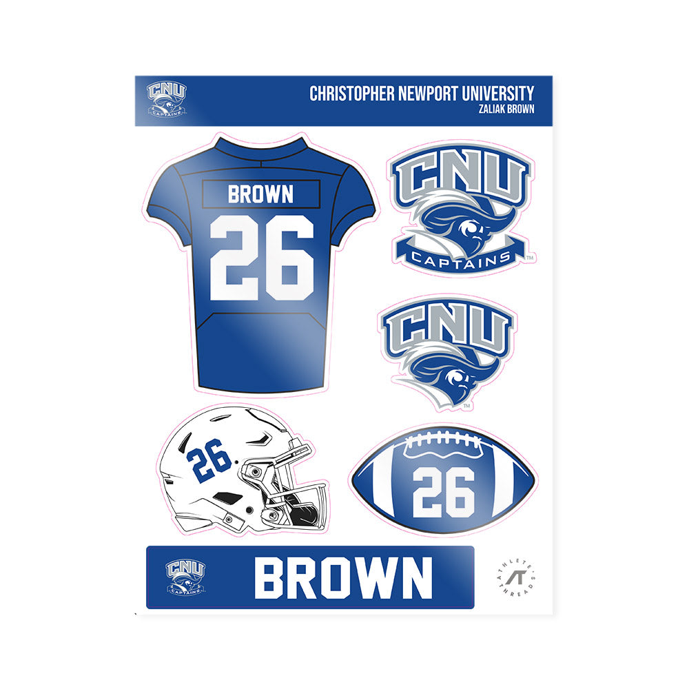 CNU - NCAA Football : Zaliak Brown - Sticker Sheet-0