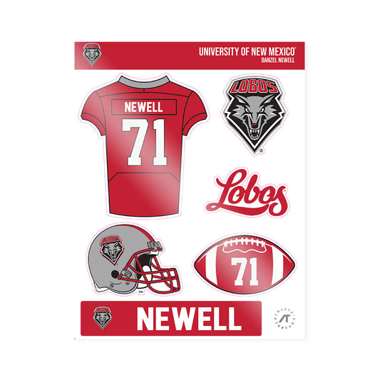 New Mexico - NCAA Football : Danzel Newell - Sticker Sheet-0