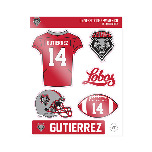 New Mexico - NCAA Football : Melaki Gutierrez - Sticker Sheet-0