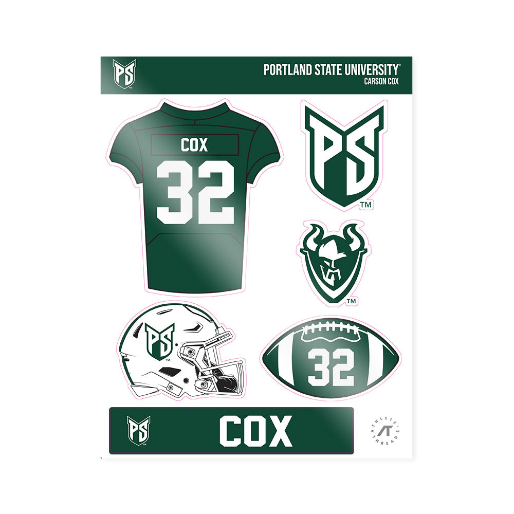 Portland State - NCAA Football : Carson Cox - Sticker Sheet-0