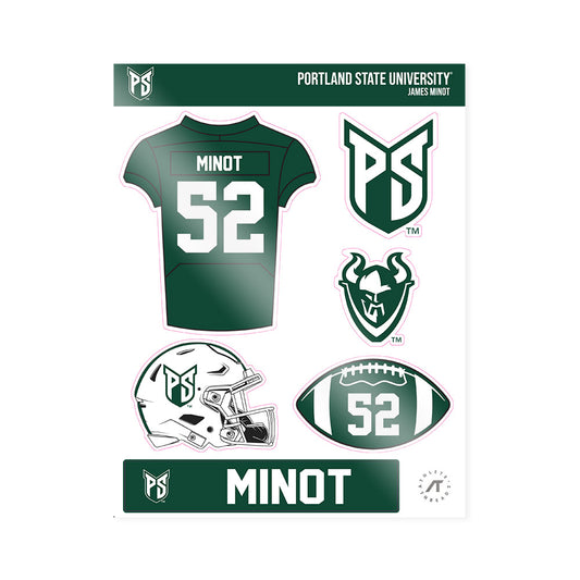 Portland State - NCAA Football : James Minot - Sticker Sheet-0