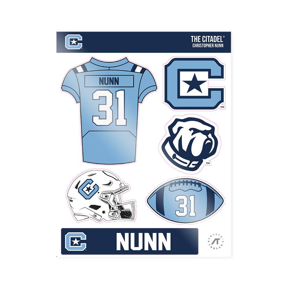 The Citadel - NCAA Football : Christopher Nunn - Sticker Sheet-0