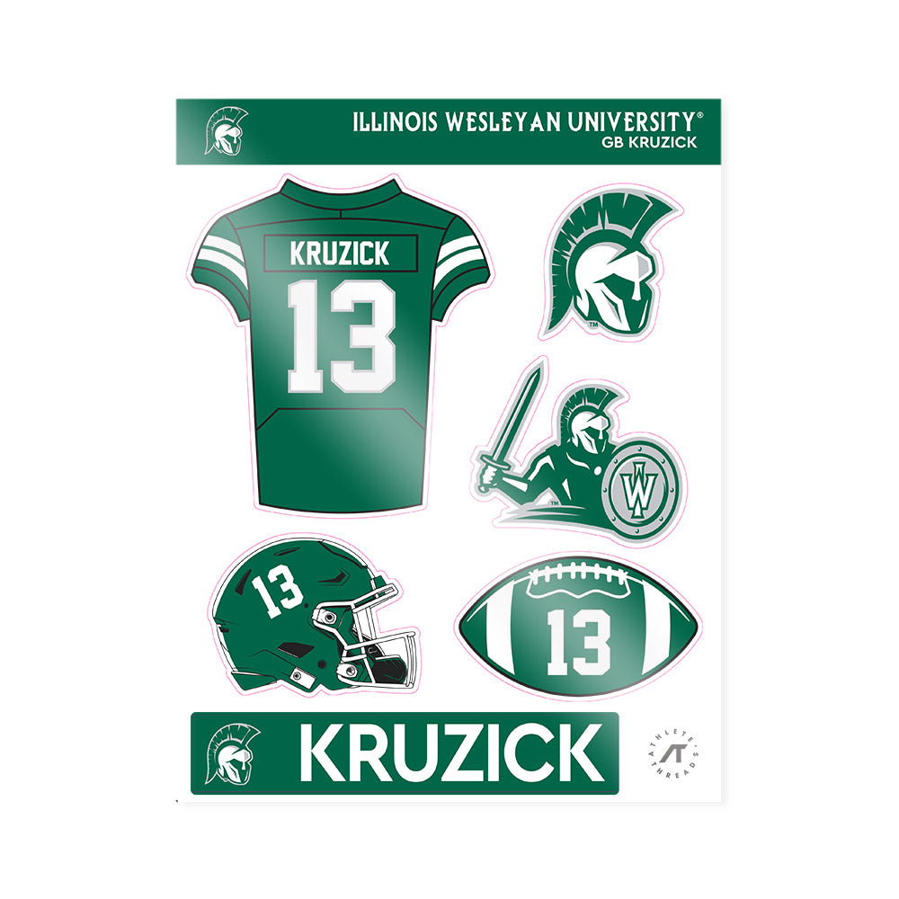 Illinois Wesleyan - NCAA Football : GB Kruzick - Sticker Sheet-0