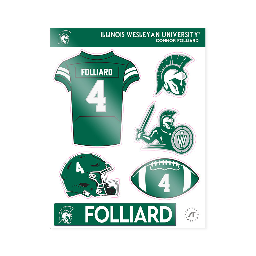 Illinois Wesleyan - NCAA Football : Connor Folliard - Sticker Sheet-0