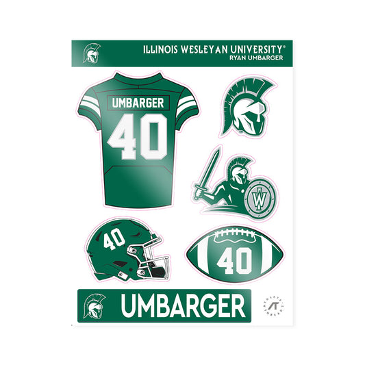 Illinois Wesleyan - NCAA Football : Ryan Umbarger - Sticker Sheet-0
