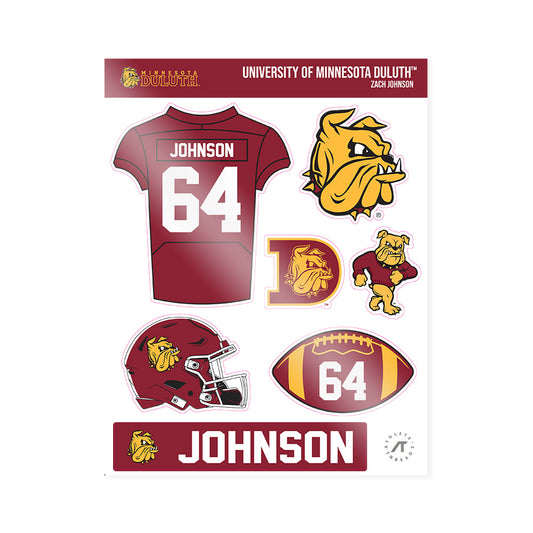 UMN Duluth - NCAA Football : Zach Johnson - Sticker Sheet-0