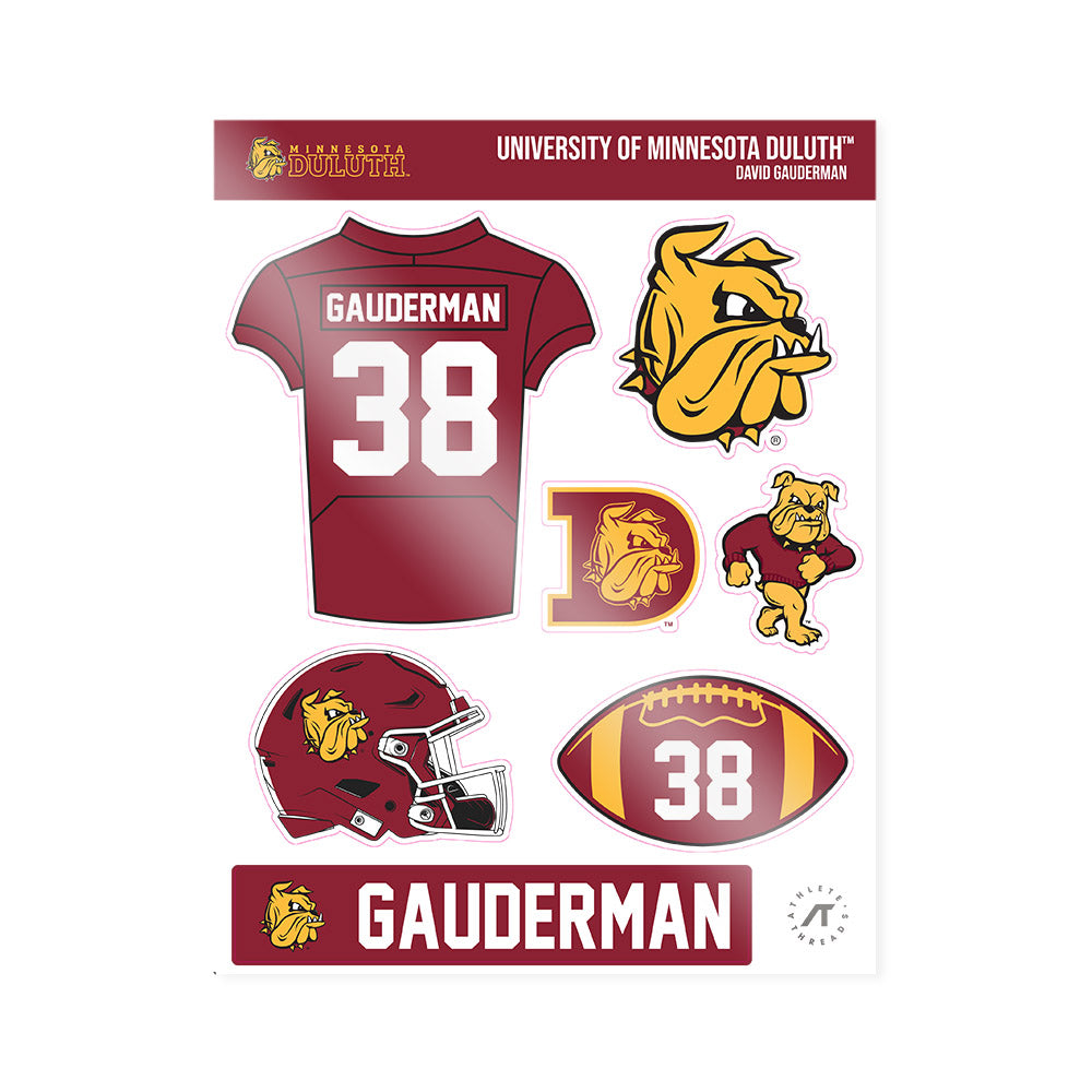 UMN Duluth - NCAA Football : David Gauderman - Sticker Sheet-1