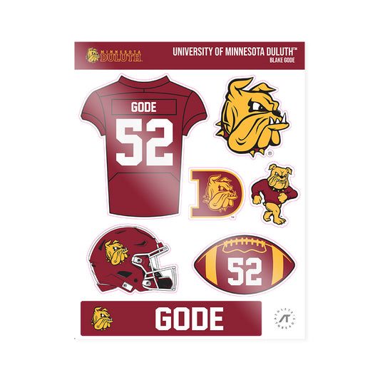 UMN Duluth - NCAA Football : Blake Gode - Sticker Sheet-0