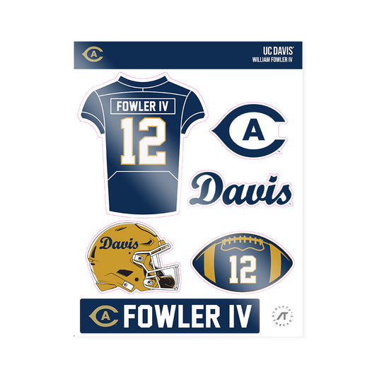 UC Davis - NCAA Football : William Fowler IV - Sticker Sheet-0