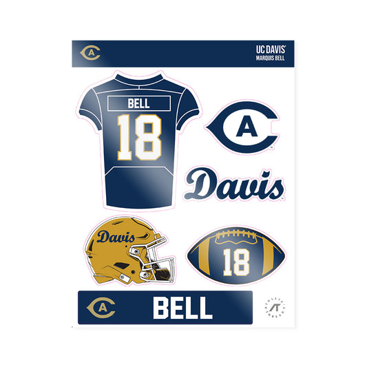 UC Davis - NCAA Football : Marquis Bell - Sticker Sheet-0
