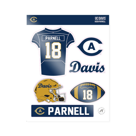 UC Davis - NCAA Football : Koen Parnell - Sticker Sheet-0