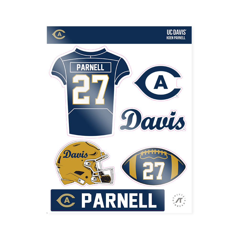 UC Davis - NCAA Football : Koen Parnell - Sticker Sheet-0