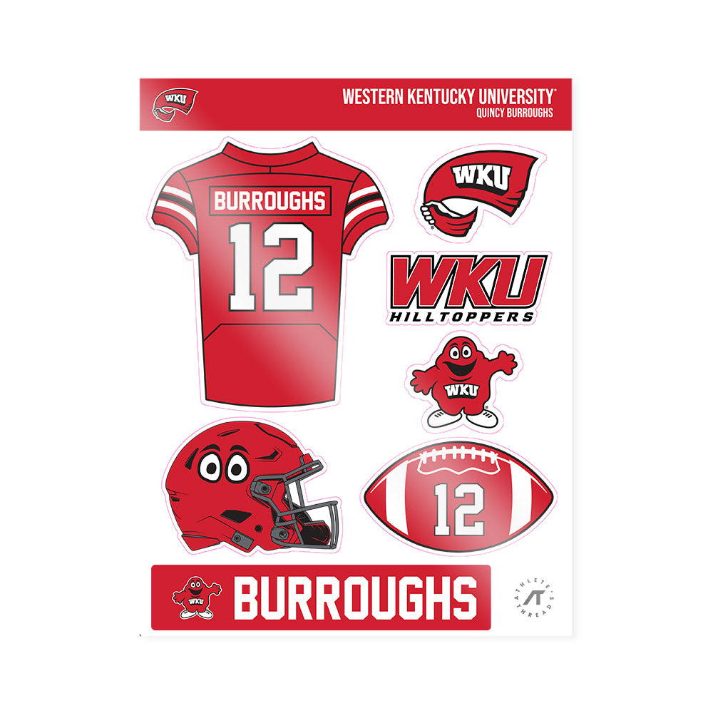 Western Kentucky - NCAA Football : Quincy Burroughs - Sticker Sheet-0