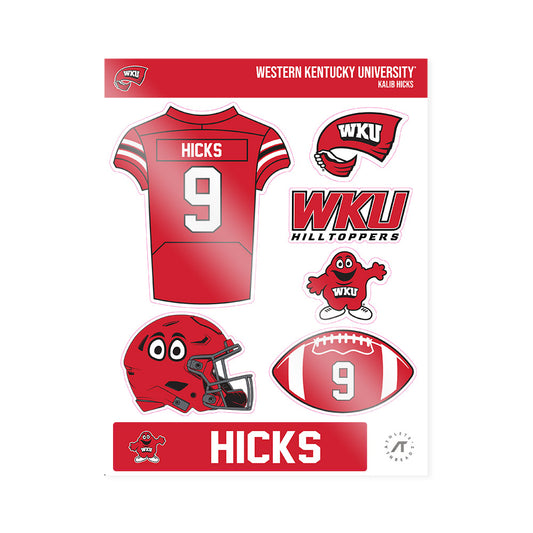 Western Kentucky - NCAA Football : Kalib Hicks - Sticker Sheet-0