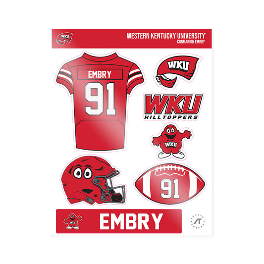 Western Kentucky - NCAA Football : Cormarion Embry - Sticker Sheet-0