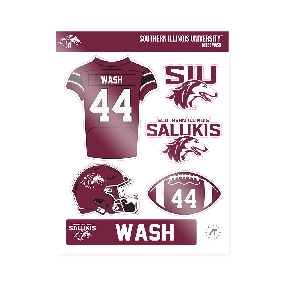 SIU Carbondale - NCAA Football : Miles Wash - Sticker Sheet-0