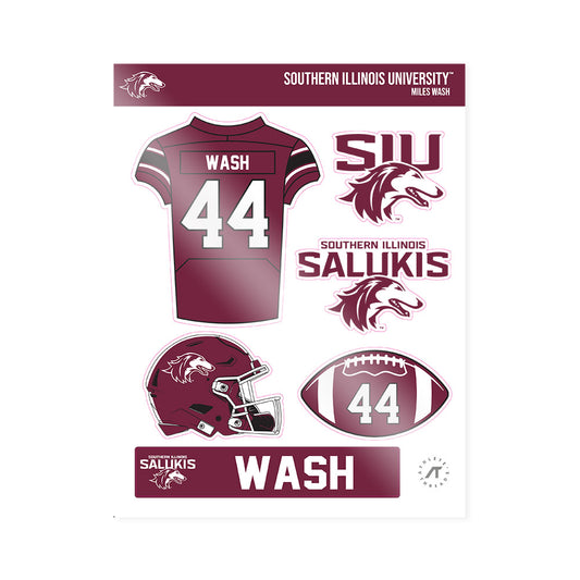 SIU Carbondale - NCAA Football : Miles Wash - Sticker Sheet-0