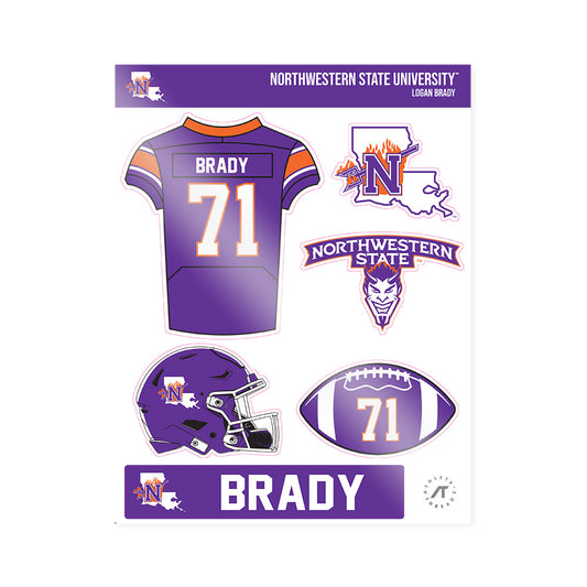 Northwestern State - NCAA Football : Logan Brady - Sticker Sheet-0