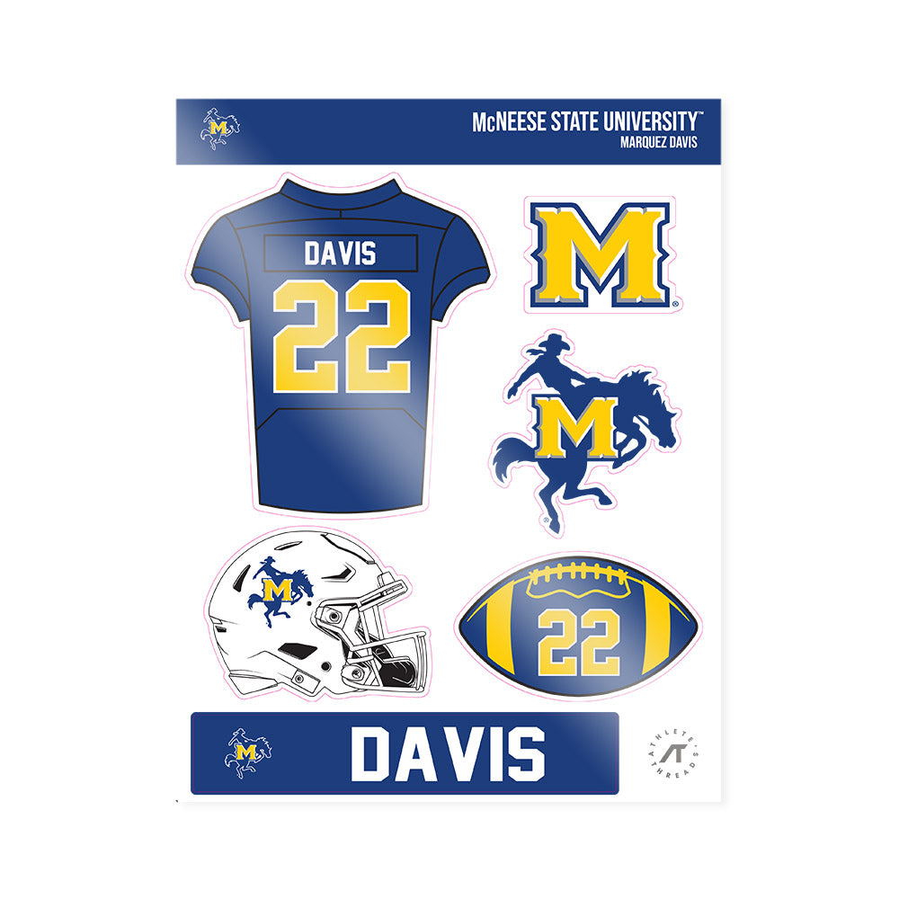 McNeese State - NCAA Football : Marquez Davis - Sticker Sheet-0