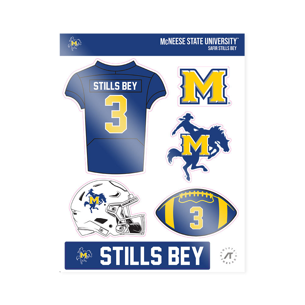 McNeese State - NCAA Football : Safir Stills Bey - Sticker Sheet-0