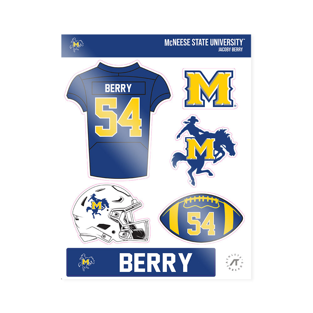 McNeese State - NCAA Football : Jacoby Berry - Sticker Sheet-0