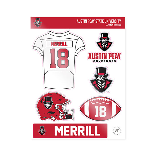 APSU - NCAA Football : Clayton Merrill - Sticker Sheet-0