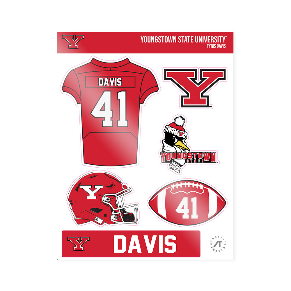 Youngstown State - NCAA Football : Tyris Davis - Sticker Sheet-0