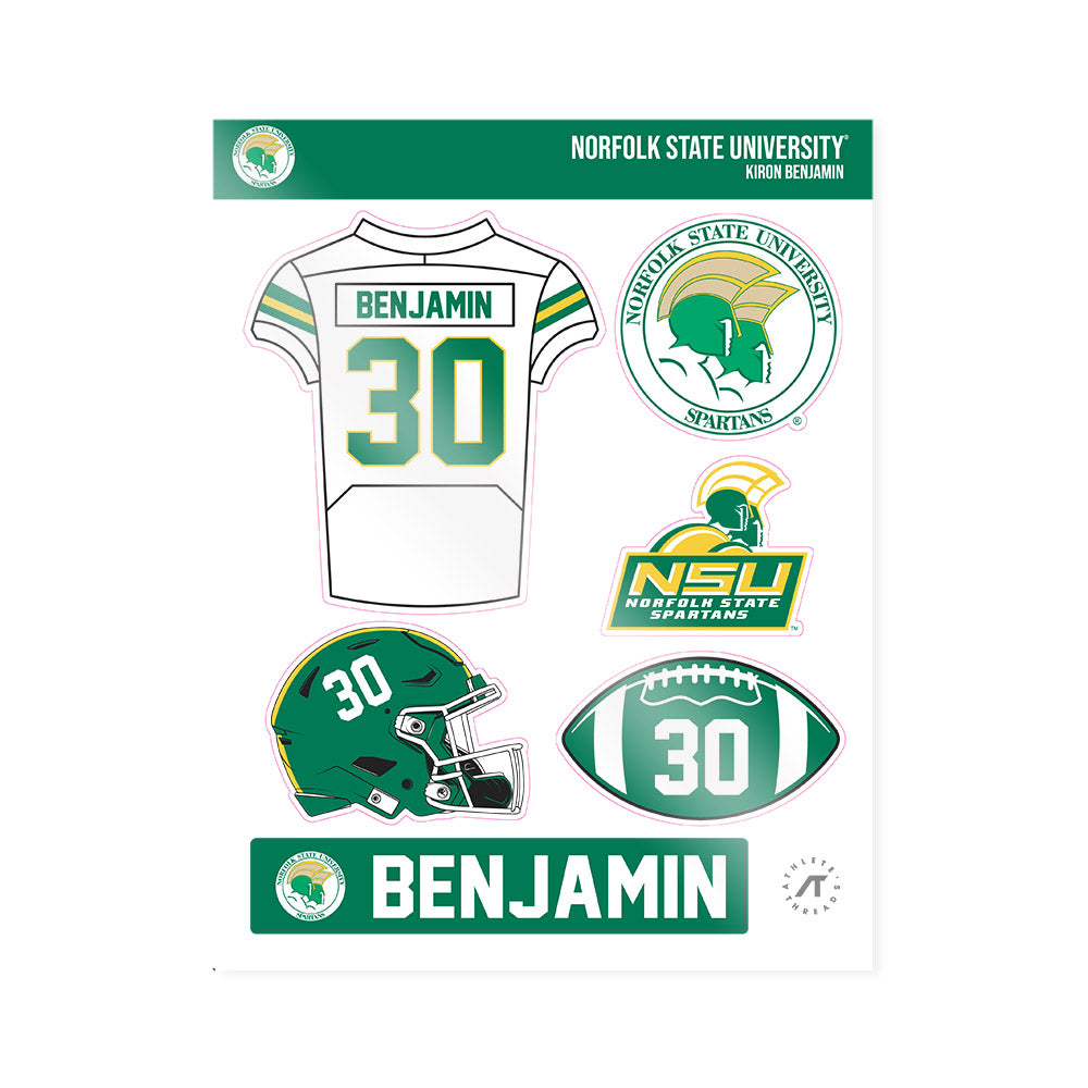 Norfolk State - NCAA Football : Kiron Benjamin - Sticker Sheet-0