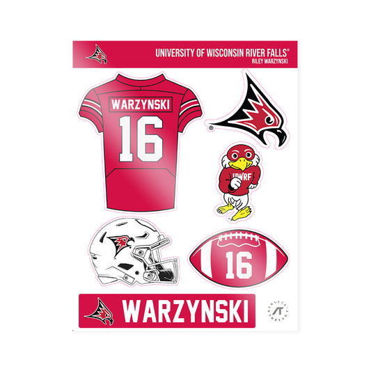 UW River Falls - NCAA Football : Riley Warzynski - Sticker Sheet-0