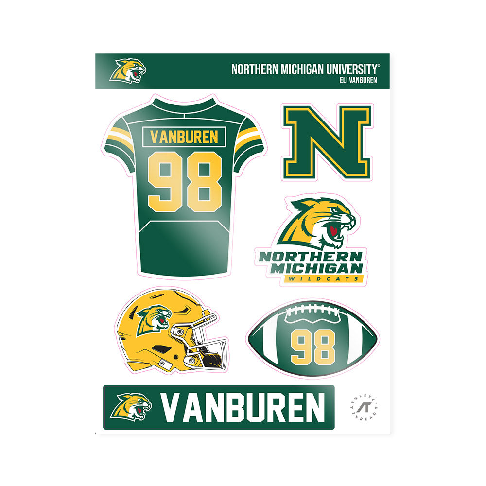 Northern Michigan - NCAA Football : Eli VanBuren - Sticker Sheet-0