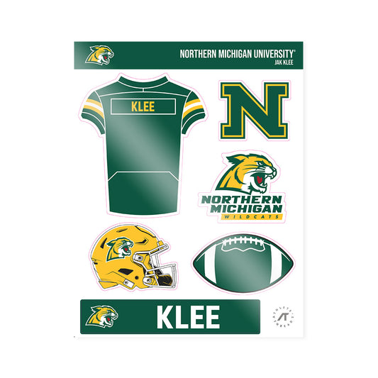 Northern Michigan - NCAA Football : Jak Klee - Sticker Sheet-0