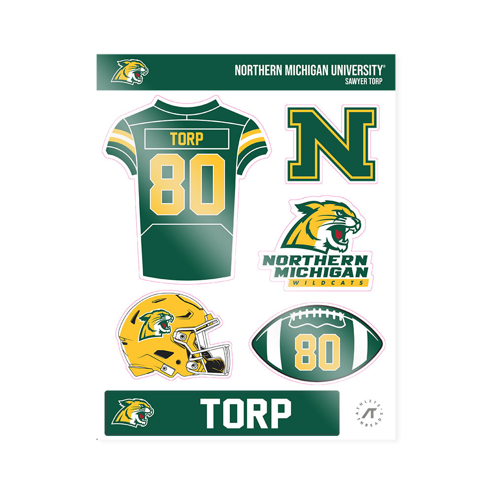 Northern Michigan - NCAA Football : Sawyer Torp - Sticker Sheet-0