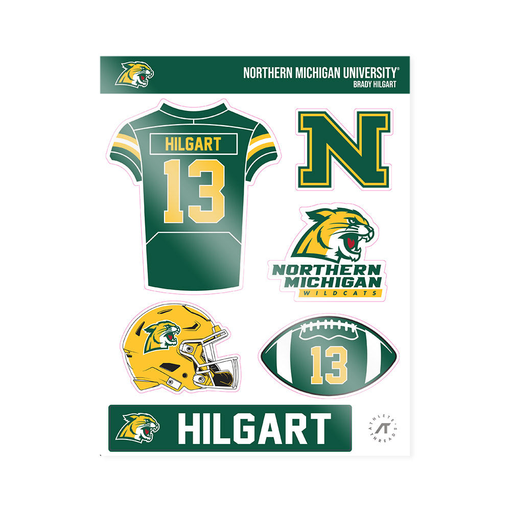 Northern Michigan - NCAA Football : Brady Hilgart - Sticker Sheet-0