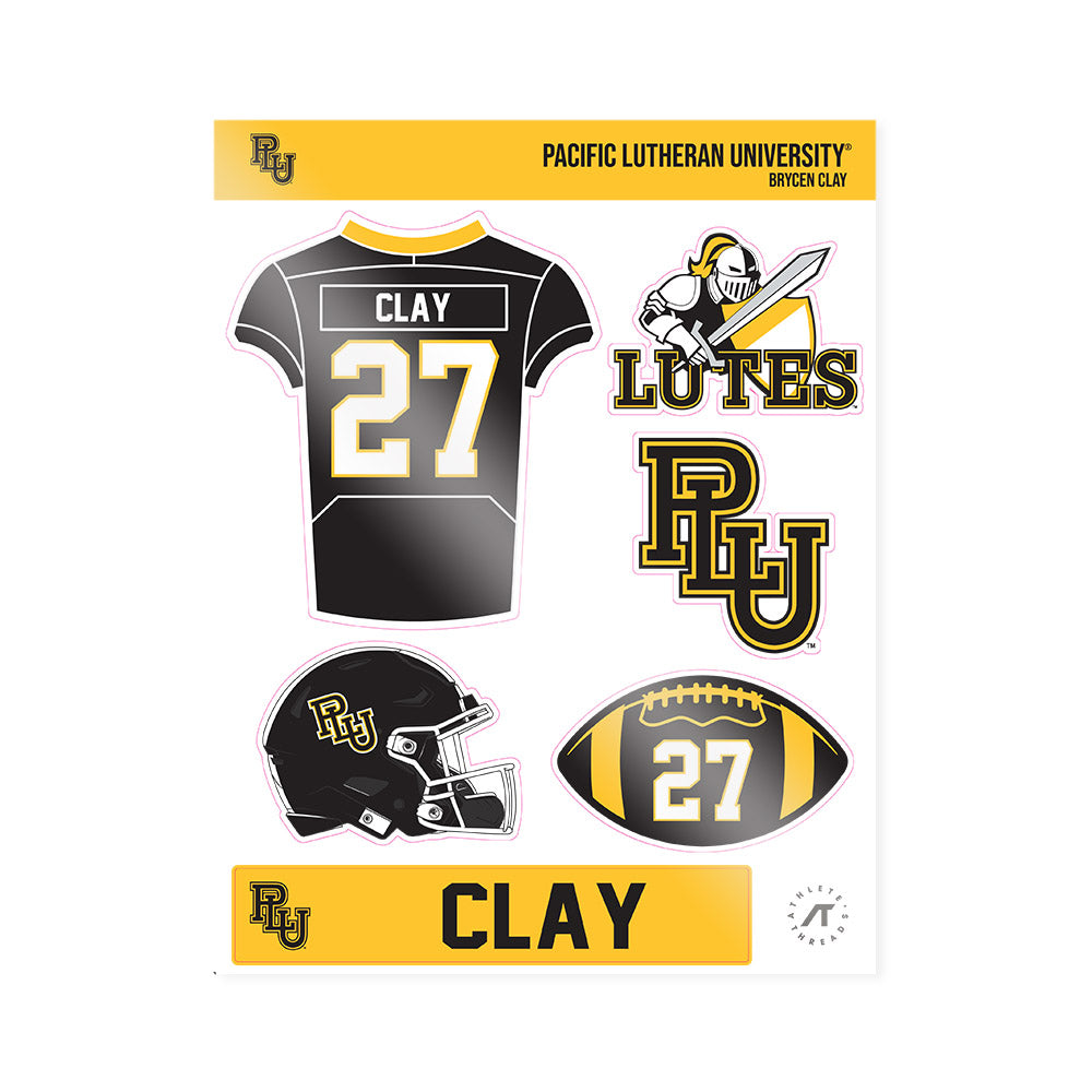 PLU - NCAA Football : Brycen Clay - Sticker Sheet-0