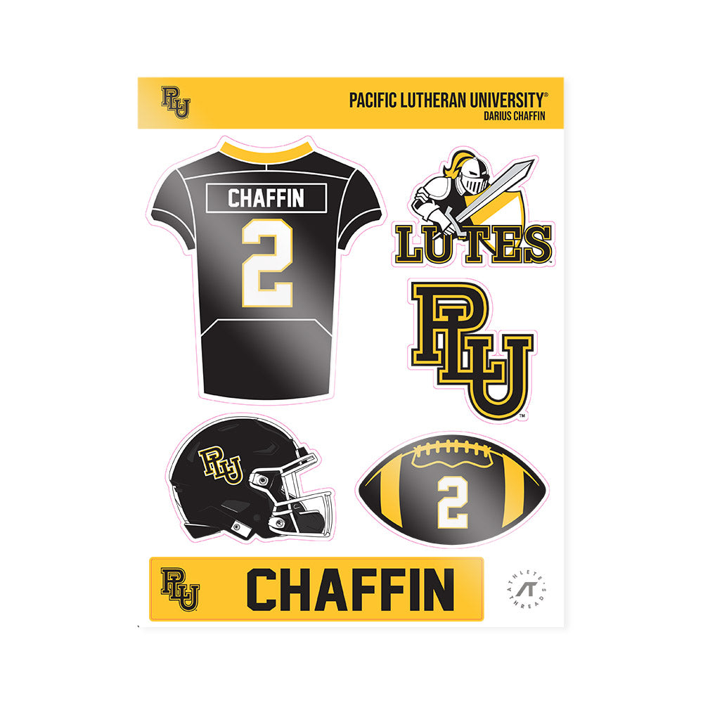 PLU - NCAA Football : Darius Chaffin - Sticker Sheet-0