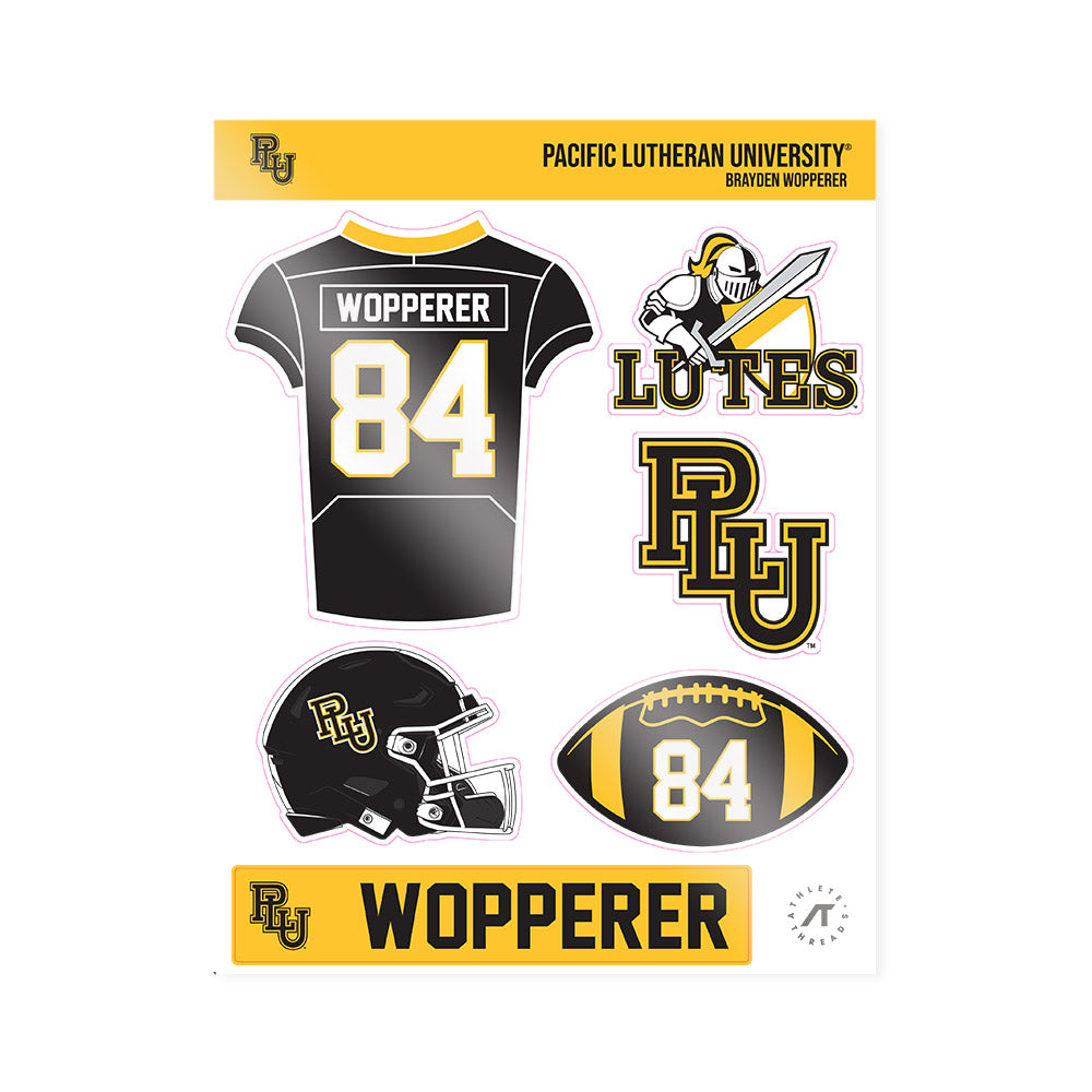 PLU - NCAA Football : Brayden Wopperer - Sticker Sheet-0