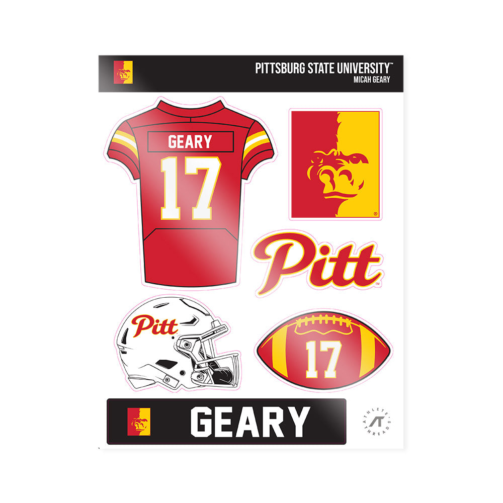 Pitt State - NCAA Football : Micah Geary - Sticker Sheet-0