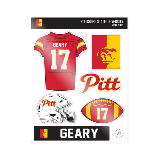Pitt State - NCAA Football : Micah Geary - Sticker Sheet-0