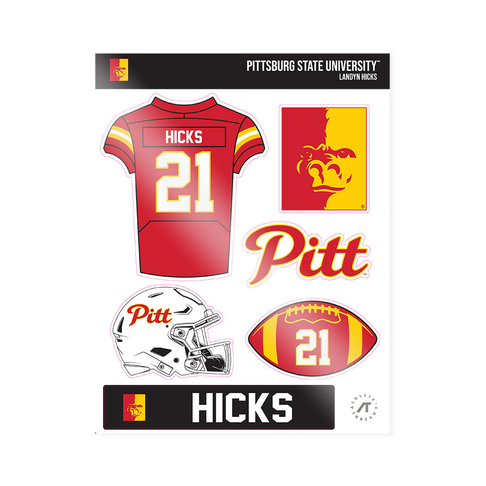 Pitt State - NCAA Football : Landyn Hicks - Sticker Sheet-0