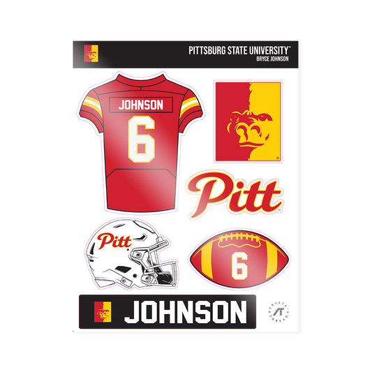 Pitt State - NCAA Football : Bryce Johnson - Sticker Sheet-0